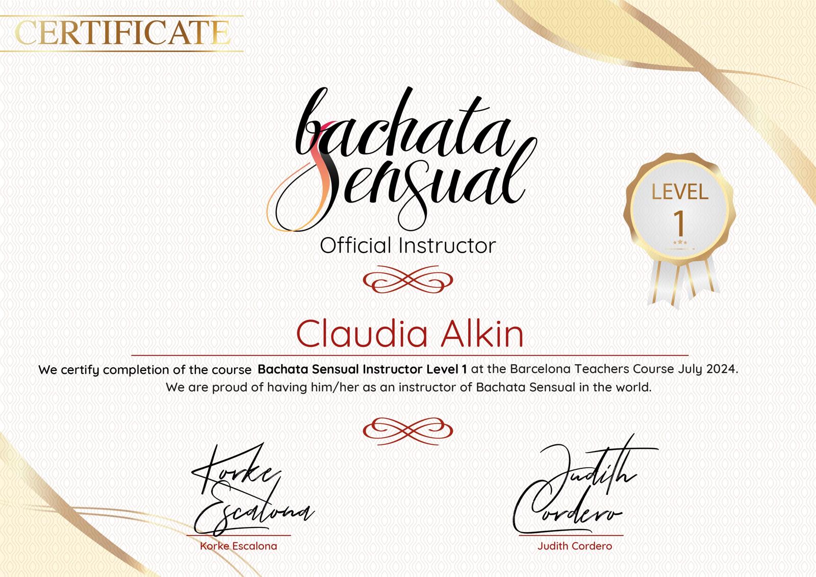 Bachata Sensual Instructor _ Tanzlehrer Zertifikat_Level 1_Claudia Alkin